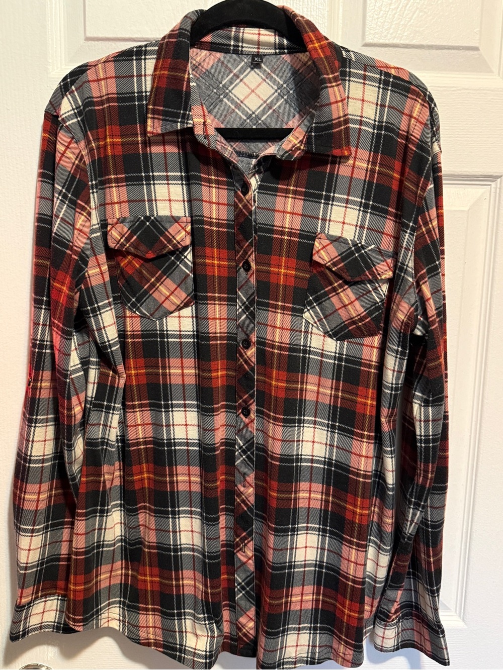Women's Red and Black Plaid Button-Down Shirt